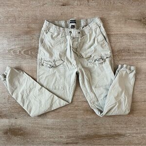 WXYZ Men’s Tan Cargo Jogger Pants Straight-Leg Large cuff ankle